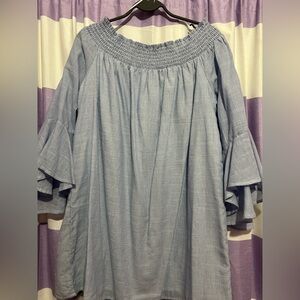 Blue Striped Off-Shoulder Top